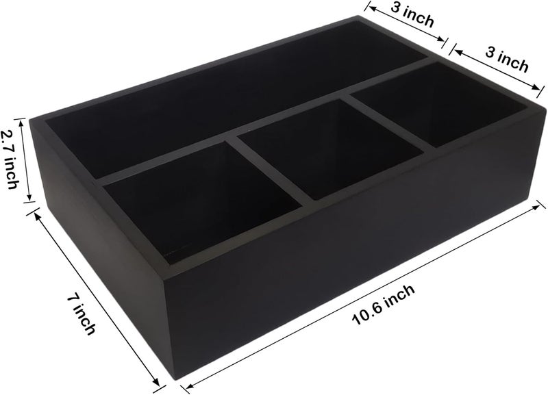 HymoConn Tea Bag Organizer Wood Black, 4 Compartments Tea Bag Holder, Large Capacity Sugar Packet and Coffee Station Organizer, Tea Bags Caddy Drawer Storage Container for Countertop - Image 5